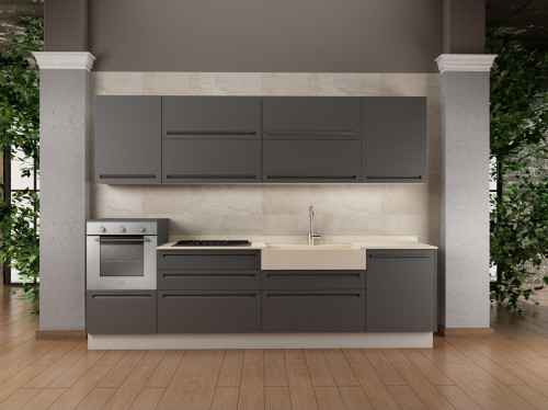 ISL GRAFITE 300 CM PIANO E LAVELLO TRAVERTINO SPAZZOLATO