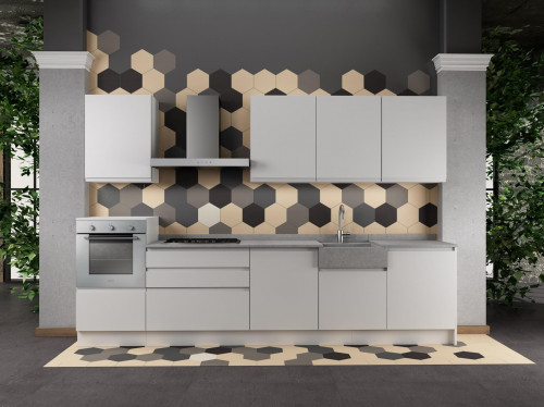 PUR BIANCA 330 CM PIANO E LAVELLO IN MARMO DI CARRARA